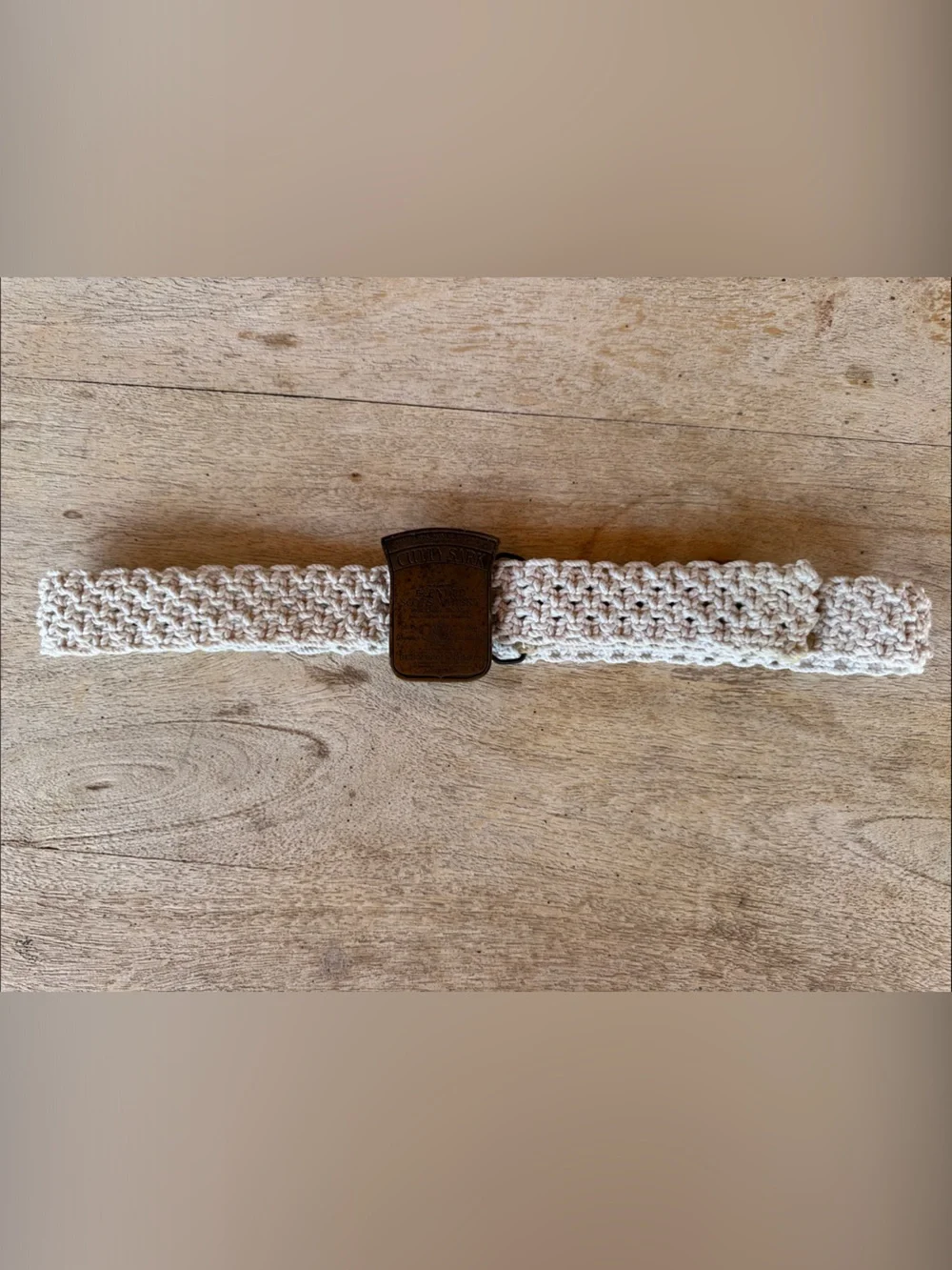 Rare Vintage Cutty Sark Scottish Whiskey Brass Buckle on Cotton/Jute Belt